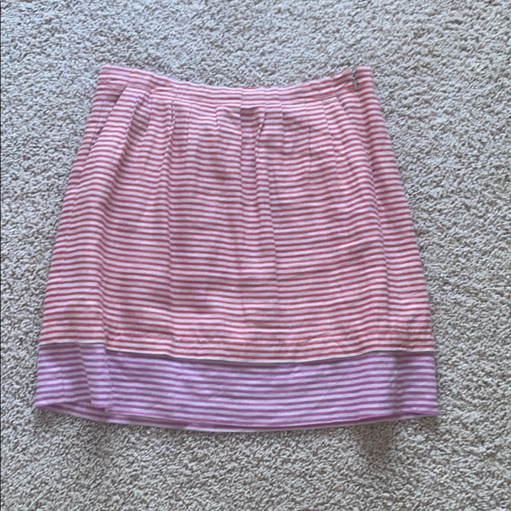 Coral and purple stripped linen skirt